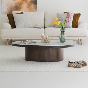 Richmond Organische Salontafel Biloxi Marmer en MDF, 130 x 68cm - Bruin
