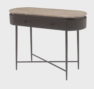 Richmond Sidetable Russo Travertin en brass, 100cm - Bruin