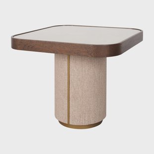 Richmond Bijzettafel Willox Linnen en eiken, 55 x 55cm - Bruin - Vierkant