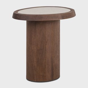 Richmond Organische Bijzettafel Melrose Marmer en mangohout, 39 x 50cm - Bruin