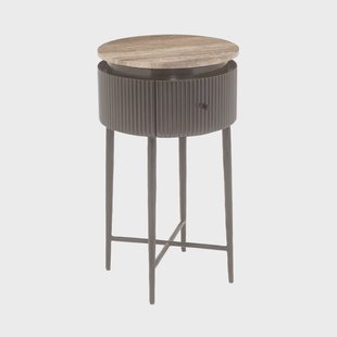 Richmond Ronde Bijzettafel Russo Travertin en brass, 40cm - Bruin