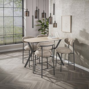 LifestyleFurn Bartafel Laycie Keramiek in Travertin-look, 140 x 75cm - Beige - Ovaal