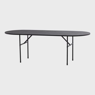 WOOOD Ovale Eettafel Arthur Eikenhout, 220 x 90cm - Zwart - Ovaal