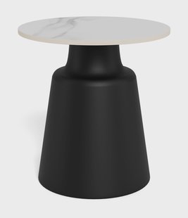 Sohome Ronde Bijzettafel Noelle Keramiek, 45cm - Wit/Zwart