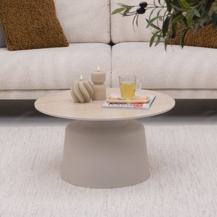 Sohome Ronde Salontafel Noelle Keramiek in travertinlook, 70cm - Beige
