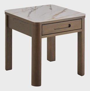Bendt Bijzettafel Jawana Marmerlook en eikenfineer, 45 x 45cm - Beige - Vierkant