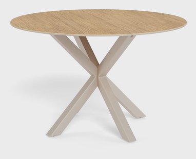 Bendt Ronde Eettafel Line Keramiek met eikenlook, 119cm - Naturel