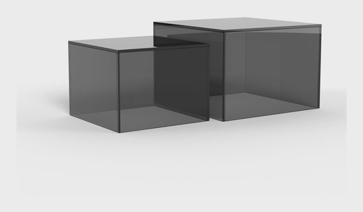 Bendt Salontafel Flavian Glas, Set van 2 stuks - Grijs - Vierkant