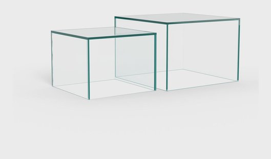 Bendt Salontafel Flavian Glas, Set van 2 stuks - Transparant - Vierkant