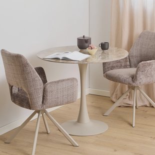 Bendt Ronde Bistrotafel Tempest Keramiek met marmerlook, 90cm - Bruin/Grijs