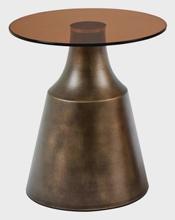 Bendt Ronde Bijzettafel Tameeka Glas en brons staal, 45cm - Bruin