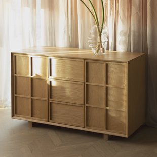 Zuiver Dressoir Raster Essenhout, 120cm - Naturel