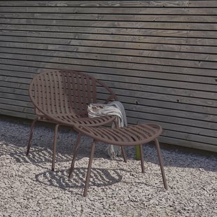 WOOOD Outdoor Loungestoel Bruce Set met hocker - Paars/Bruin