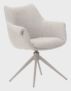 LABEL51 Draaibare Eetkamerstoel Narum Bouclé - Naturel/Taupe