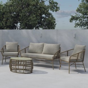 Nohr Loungeset Clare Met bank, 2 stoelen en tafel - Beige/Bruin