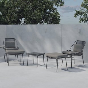 Nohr Loungeset Shiquita Met 2 stoelen, voetenbankje en tafel - Bruin