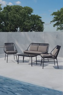 Nohr Loungeset Shiquita Met bank, 2 stoelen en tafel - Zwart