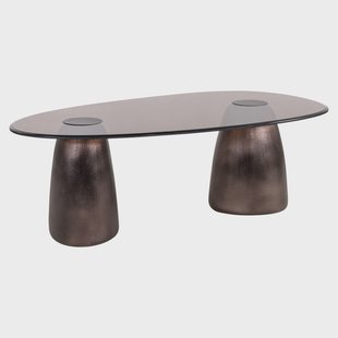 Richmond Ovale Salontafel Hayden Glas, 128 x 69cm - Brons - Organisch