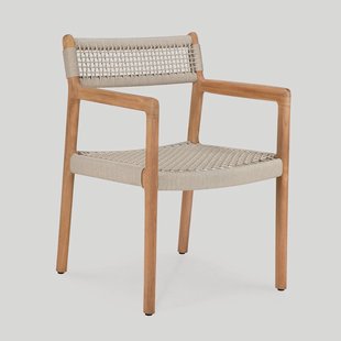 Ethnicraft Tuinstoel Jack Teak en geweven stof - Naturel