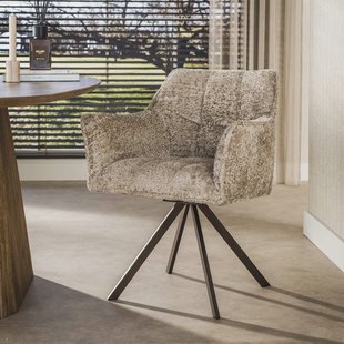LifestyleFurn Draaibare Eetkamerstoel Thandie Alura stof - Zand/Bruin