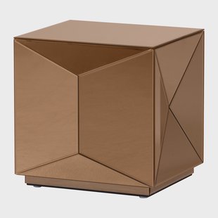 WOOOD Bijzettafel Glintz MDF en spiegelglas, 40 x 40cm - Bruin - Vierkant