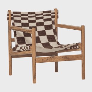 WOOOD Fauteuil Zano Kelim stof en acaciahout - Bruin