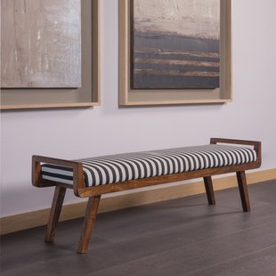 WOOOD Bankje Valo Stof en acaciahout, 157cm - Zwart