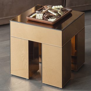 WOOOD Bijzettafel Mirrox MDF met spiegelglas, 45 x 45cm - Bruin - Vierkant