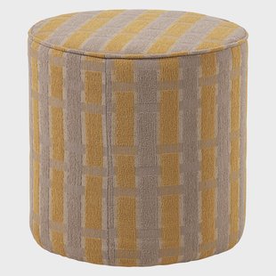 WOOOD Poef Sarli 46cm hoog, Chenille - Taupe/Geel