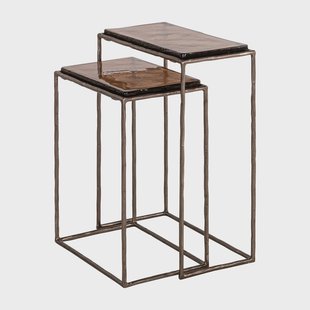 Richmond Bijzettafel Villano Bronskleurig glas, Set van 2 stuks