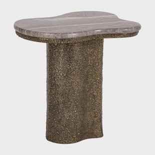 Richmond Organische Bijzettafel Abandos Marmer en Brass Antique, 60 x 50cm - Brons