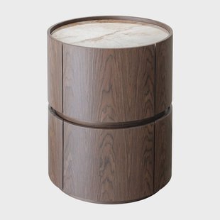 Richmond Ronde Bijzettafel Ellery Keramiek, Met 2 lades, 50cm - Bruin
