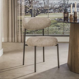 LifestyleFurn Eetkamerstoel Lawson Bouclé - Zand/Bruin