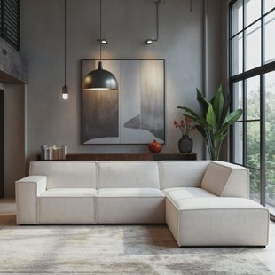 BASE 3-zits Hoekbank Sophan Rechts, 285cm, Cremona stof - Beige
