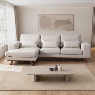 BASE 3-zits Loungebank Kirstan Links/Rechts, 222cm, Grande stof - Beige