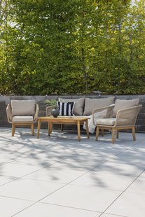 Nohr Loungeset Chandni Acaciahout, Met bank, tafel en 2 stoelen - Latte