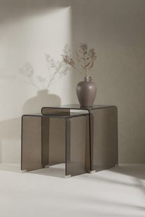 Nohr Bijzettafel Rockwell Glas, Set van 2 stuks - Bruin - Vierkant