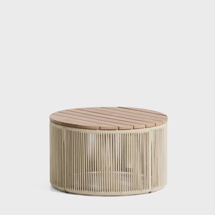 Kave Home Ronde Salontafel Dandara Acaciahout en touw, 60cm - Ecru