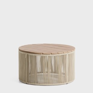 Kave Home Ronde Salontafel Dandara Acaciahout en touw, 70cm - Ecru
