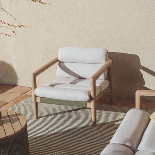Kave Home Loungestoel Menfi Acaciahout en touw - Donkergroen