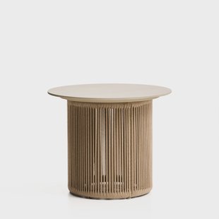 Kave Home Outdoor Bijzettafel Orosei Gesinterde steen en touw, 55cm - Naturel - Rond