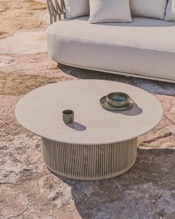 Kave Home Outdoor Salontafel Orosei Gesinterde steen en touw, 90cm - Naturel - Rond
