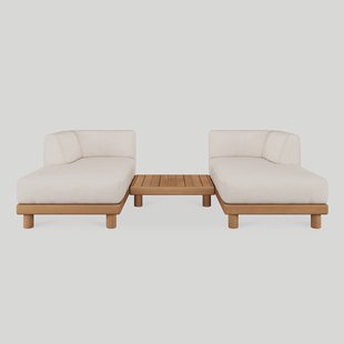 Ethnicraft Modulaire Loungebank Monocle Lounge links en rechts met salontafel, Teakhout