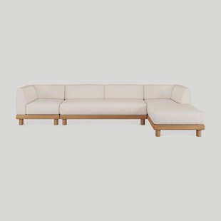 Ethnicraft Modulaire Loungebank Monocle 4-zits, Hoek Rechts, Teakhout