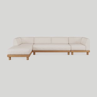 Ethnicraft Modulaire Loungebank Monocle 4-zits, Hoek Links, Teakhout