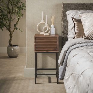 LifestyleFurn Nachtkastje Delilah Acaciahout, Met 1 lade - Bruin