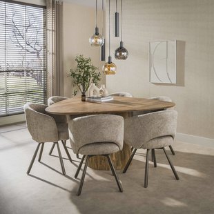 LifestyleFurn Driehoekige Eettafel Sharmila Mangohout, 150 x 150cm - Bruin