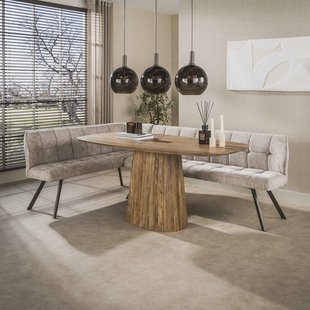 LifestyleFurn Eetkamerbank Thandie Hoven stof, Links - Zand/Bruin