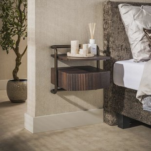 LifestyleFurn Zwevend Nachtkastje Lamond Eikenlook, Met 1 lade - Bruin