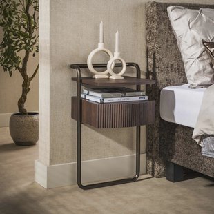 LifestyleFurn Nachtkastje Lamond Eikenlook, Met 1 lade - Bruin